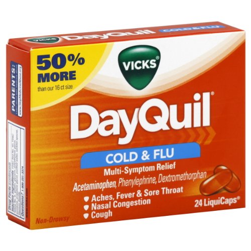 Vicks DayQuil Cold & Flu, Multi-Symptom Relief, LiquiCaps, 16 ct.