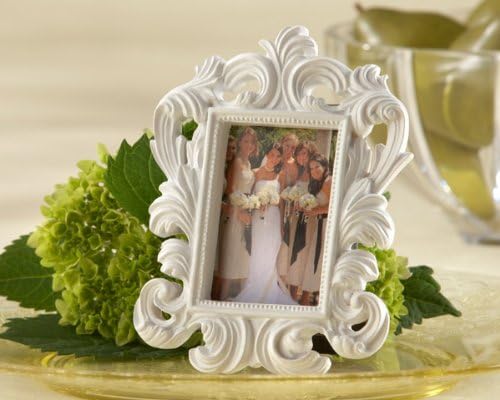 "White Baroque" Elegant Place Card Holder/Photo Frame - Set of 12