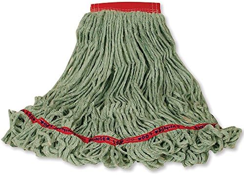 Swinger Loop Wet Mop Head - 24-Ounce Size/Dry Weight - 1" Headband - Green, Pack of 6
