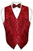 Men's SEQUIN Design Dress Vest & Bow Tie RED Color BOWTie Set for Suit Tux