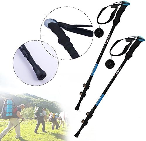 Go Into the Nature, Professional Carbonlite Anti Shock Hiking / Walking / Trekking Poles, 3 Sections 25/53 Inches Long, Quick Lock Adjustable All Terrain Trekking Hiking Pole, 2 Colors Available(A Pair) (7075 Lock Outside Blue)