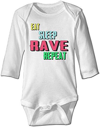 Eat Sleep Rave Repeat Baby Cotton Long Sleeves Climbing Clothes 18 Months White