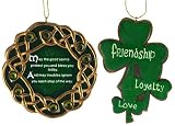 Set Of 2 Irish Blessing Shamrock Christmas Ornaments