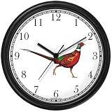 Ring-Necked Pheasant Bird Animal Wall Clock by WatchBuddy Timepieces (Black Frame)