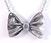 Adorable New Silver Tone Bow Tie Bowtie Necklace Retro Look