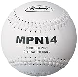 Markwort 14-Inch Softball, White, Leather cover, PU core