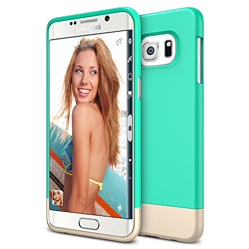 Galaxy S6 Edge Plus Case, Maxboost® [Vibrance Series] For Samsung Galaxy S6 Edge+ 2015 [Lifetime Warranty] Protective SOFT-Interior Scratch Protection [Slider Style] - Turquoise/Champagne Gold