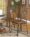 Set of 2 Metal Dining Chairs Bronze and Brown Finish Set of 2 Metal Dining Chairs - Bronze and Brown Finish