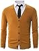 Ohoo Mens Slim Fit Ribbed V-Neck Button Down Knit Cardigan