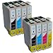 Compatible Epson Stylus SX435W Ink Cartridges 2X Black 2X Cyan 2X Magenta 2X Yellow (8-Pack)