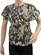 Tunic Top Brown Floral Printed Blouse Summer Clothing