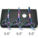 Harutake Professional Titanium Hair Cutting Scissors Shears Barber Thinning 5.0 5.5 Hidden Tension Screw Ergonomic Bent Down Thumb Ring