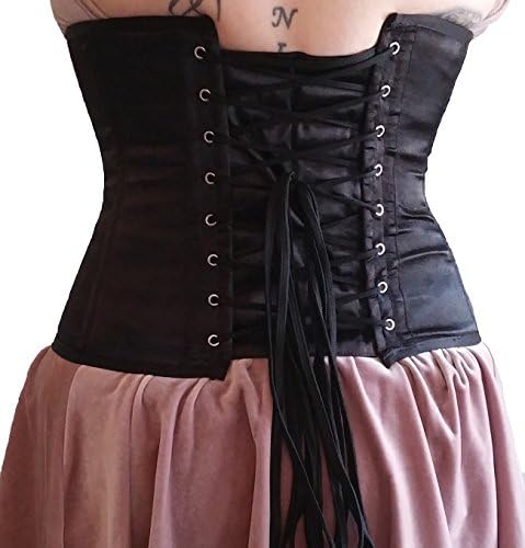 LOVE OF CORSETS Satin 12 Steel Bone Underbust Waspie Cincher Corset 32" (Wearer's Natural Waist 36-37") Black