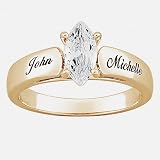 Personalized 18K Gold Plated Sterling Marquise CZ Personalized Wedding Ring - Wedding Gifts