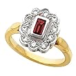14K Two-Tone Gold Mozambique Garnet and Diamond Ring