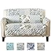 Great Bay Home Patchwork Scalloped Stain Resistant Printed Furniture Protector Brand. (Loveseat, Grey)