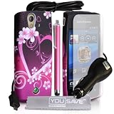 Yousave Accessories TM Sony Ericsson Xperia Ray ST18a Accessoire Paquet �l�gant Rose Coeur Fleur Mod�le Silicone Gel Etui Coque Avec Stylet Stylo Pen Chargeur De Voiture Ecran Protecteur Film Et Tissu de Polissage Micro Fibrepar Yousave Accessories