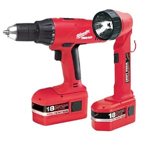 Milwaukee 0522-25 18 Volt 1/2-Inch Driver/Drill 0-450/1500 RPM, T-Handle, Two Batteries, Charger, Work Light & Case
