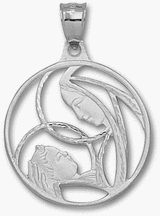 Pierced Madonna and Child Pendant - Sterling Silver Jewelry