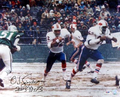 O.J. Simpson Autographed Buffalo Bills 16x20 Photo 2003 Yds 73 PSA/DNA