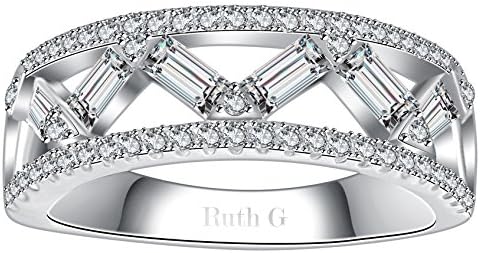 Ruth G Classic Platinum-Plated Sterling Silver Cubic Zirconia Band Ring (7)