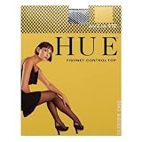 HUE Women's Fishnet Control Top Pantyhose, Black, Size 2