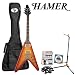 Hamer VECF-HB Honey Burst Electric Guitar with GO-DPS/Planet Waves Shredder Pick Pack (PW-SHRED), DAddario EXL110 Electric Guitar Strings, Ultra Guitar Stand (2445BK) & TKL Flying V Padded Gig Bag (4733)