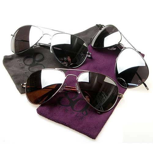 3 Pcks 80s Style Purple Mirrored Aviators
