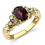 Striking Sophistication 1.86 cts Oval Checkerboard Rhodolite Diamond Ring 14Kt Yellow Gold