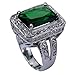 YAZILIND 10mm*14mm Emerald Cut Green Created Emerald Silver Plated Ring