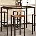 5pc Bar Table and Stools Set Veneer Top Matte Black Metal