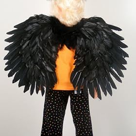 Black Swan Bird Raven Crow Demon Costume Feather Angel Wings, Duo Use Pointing up or Down. Children's Size. Unisex.