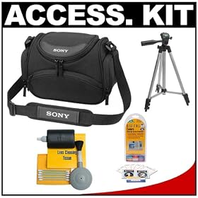 Sony LCS-CSH Camcorder/Digital Camera Case + Tripod + Accessory Kit for HandyCam HDR-CX12, CX100, SR12, SR11, SR10, SR220D, SR220, SR87, SR67, SR47, UX20, UX10, DCR-DVD910, DVD850, DVD710, DVD650, HDR-HC9, HDR-HC7, DCR-HC65, DCR-HC85 and Sony Cyber-shot Digital Cameras