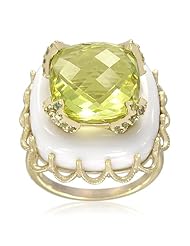Sterling Silver 12mm Square Shape Gemstone Round by Gemstone with Diamond Accents Ring, Size 7