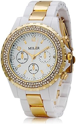 Fashion Miler Women's Watch Steel and Plastic wristwatches gold crystal black woman watches