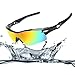 Ewin E12 Polarized Sports Sunglasses, Cycling Glasses with 4 Interchangeable Lenses TR90 Frame Baseball Glasses for Men Women (Black&Black)