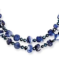 Sterling Silver Peacock Cultured Pearl & Mother of Pearl Necklace