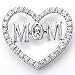 Bold Solid Sterling Silver Cubic Zirconia Rhodium Plated Heart Shape Pendant With MOM Inside.