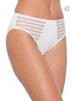 Selene Pack x 2 Braguitas Tul Rayas (Marfil)