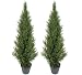 TWO Pre-potted 4' Artificial Cedar Topiary Outdoor Indoor Tree, 3 Iris Stems Free with Purchase (Retail Price $23.07)