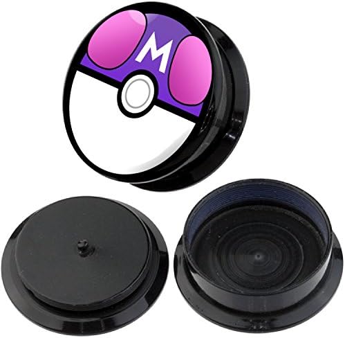 bOdfx Exclusive Ear Stretching Plugs. 1 Pair. Pokemon Masterball Ear Gauges (5/8")