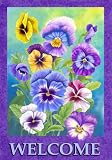 Beautiful Spring Summer Pansy Welcome Garden Flag
