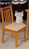 Set of 2 Oak Finish Poly Dining Side Chairs/Chair w/Fabric Seat