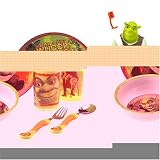 Shrek 2:  6 Piece Plastic Dinnerware Set - Plate, Bowl, Tumbler, Fork & Spoon and Sculpted Sports Bottle