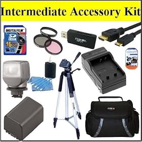 Intermediate Accessory Kit For Vixia HFS20 HFS200 HFS21 HFS30 Camcorder - Includes Filter Kit + 16GB SD Memory Card + Replacement BP-827 Battery + Battery Charger + Video Light + Deluxe Case + 57 Tripod + Mini HDMI Cable & Much More!!