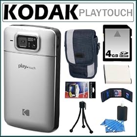 Kodak PlayTouch HD Video Camera REFURBISHED in Silver + 4GB Accessory Kit