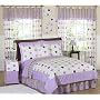 Purple and Brown Modern Dots Teen Bedding - 3 pc Full / Queen Set