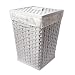 Square Rattan Hamper - White/Pink