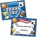 Sports Kids Fill In Thank You Cards - Football, Basketball, Baseball, Soccer Theme (20 Count with Envelopes)