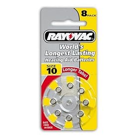 Rayovac Loud'n Clear Hearing Aid Batteries, Premium Zinc Air, Size 10 , 8 batteries